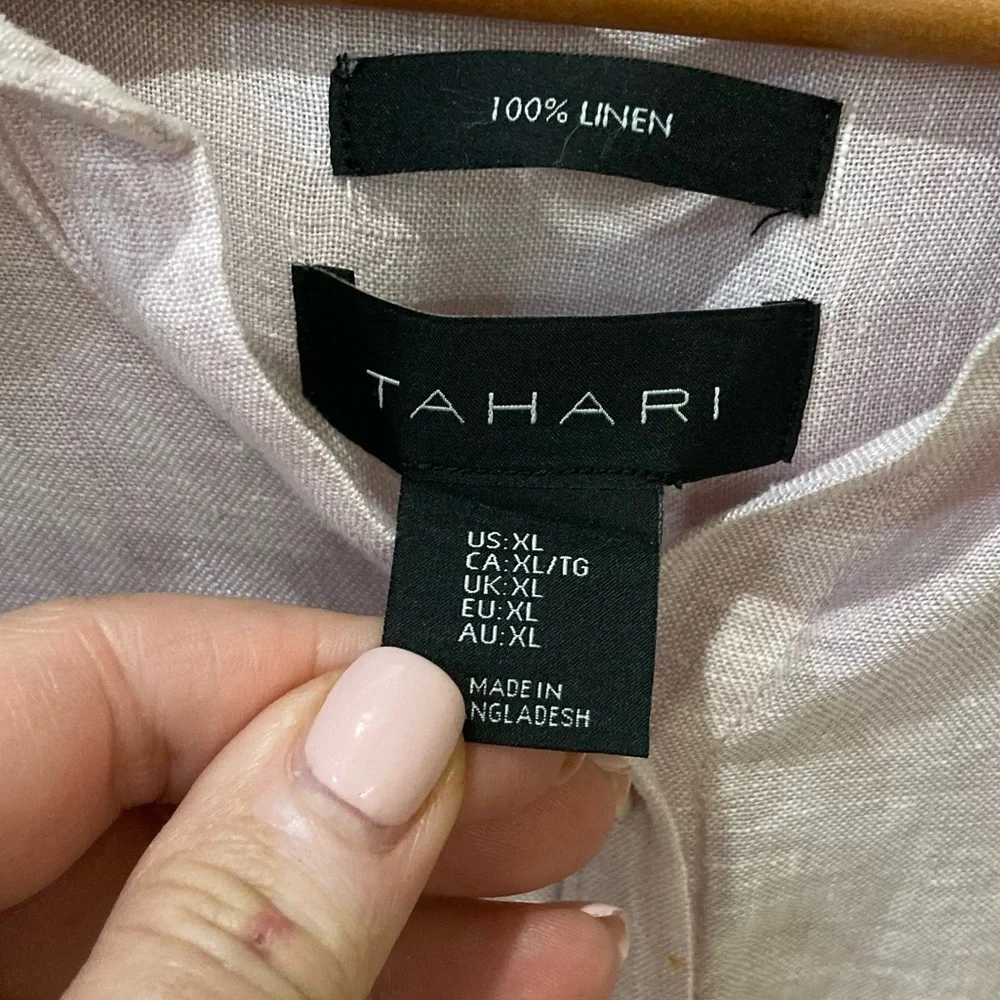 Tahari 100% linen over shirt. Soft lilac. Size XL - Picture 4 of 6
